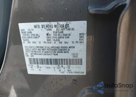 2014 Ford Edge Limited z USA, uszkodzony, nr VIN 2FMDK4KC9EBA77929